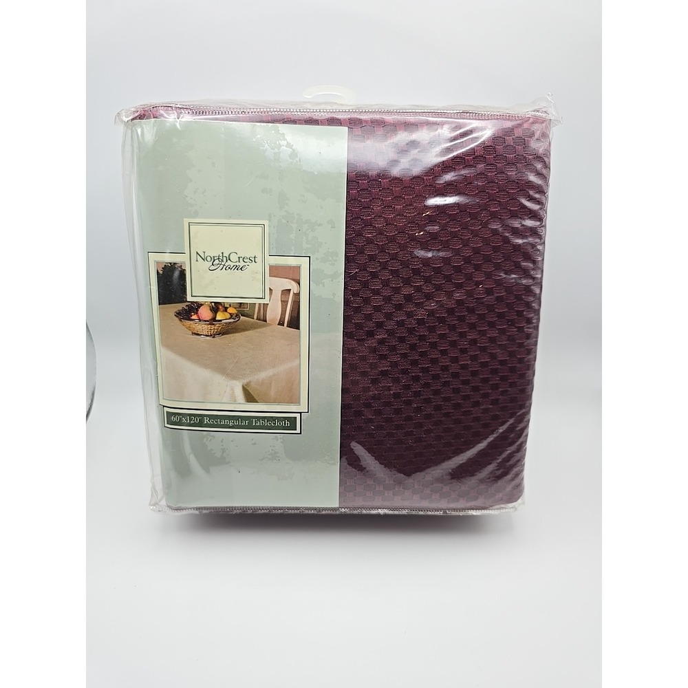 NorthCrest Home Rectangle 60" X 120" Fabric Dining Tablecloth‎ Maroon Port